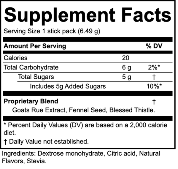 Lactation LeMOOnade - 14 Pack nutrition facts