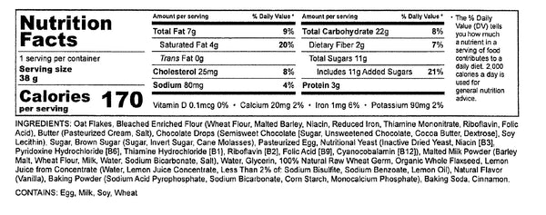 Oatmeal Chocolate Chip Lactation Cookies nutrition facts